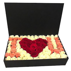 подарок с доставкой 101 роза в коробке "I love you"