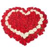 фото товара 101 роза сердцем - красная, белая, красная