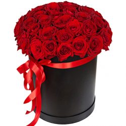 картинка 51 роза красная в шляпной коробке