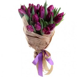 Фото товара 21 пурпурний тюльпан у крафт в Киеве