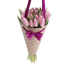 Фото товара 25 ніжно-рожевих тюльпанів в Киеве
