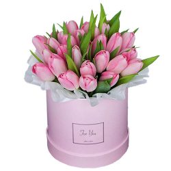 Фото товара 31 нежно-розовый тюльпан в коробке в Киеве