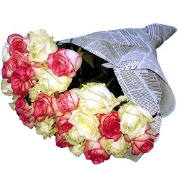 Фото товара 33 кремовые и розовые розы в Киеве