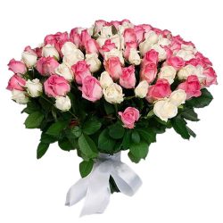 Фото товара 101 белая и розовая роза в Киеве