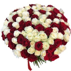 Фото товара 101 червона і біла троянда в Киеве