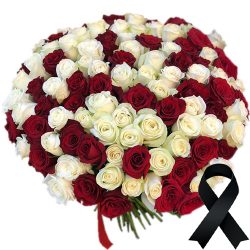 Фото товара 100 червоно-білих троянд в Киеве