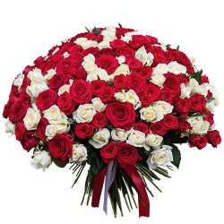 Фото товара 201 червона і біла троянда в Киеве