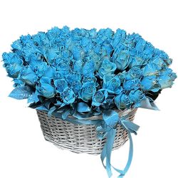 Фото товара 101 синяя роза в корзине в Киеве