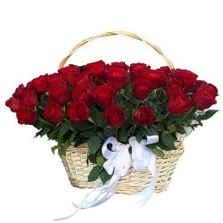 Фото товара 51 красная роза в корзине в Киеве