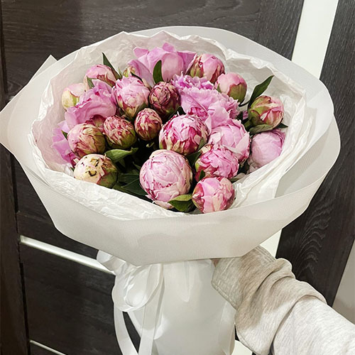 фото товара 15 розовых пионов